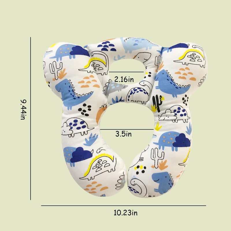 REFLYAWAY Baby Travel Pillow, Infant Kid's Cushion Soft and Skin Friendly for Car Seat, Pushchair and Stroller (Blue Dinosaur) - Image 2